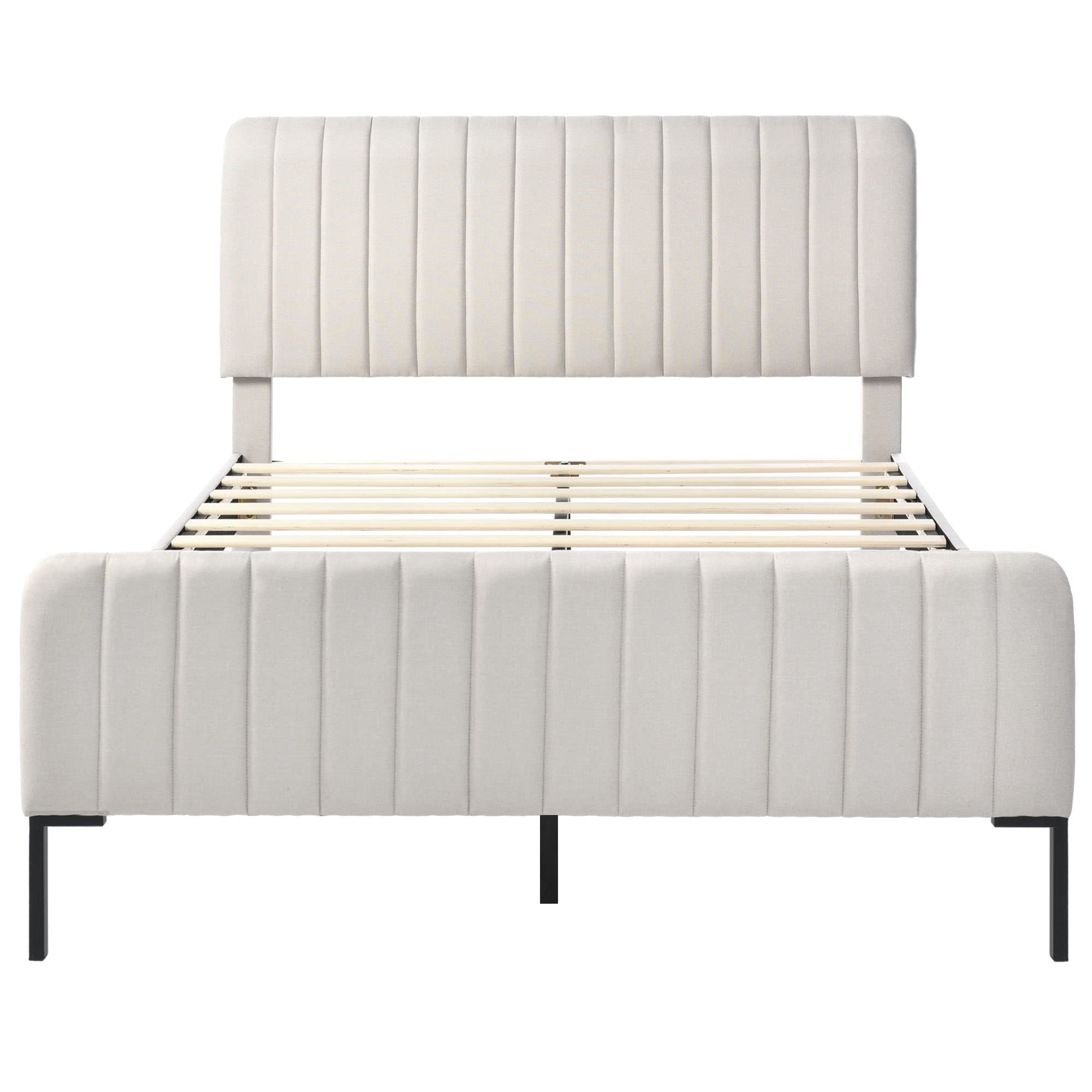 Letto matrimoniale imbottito 160 x 200 cm, struttura letto con rete a doghe e testiera regolabile, letto imbottito in grigio e beige, letto per ragazzi per camera da letto, camera degli ospiti,