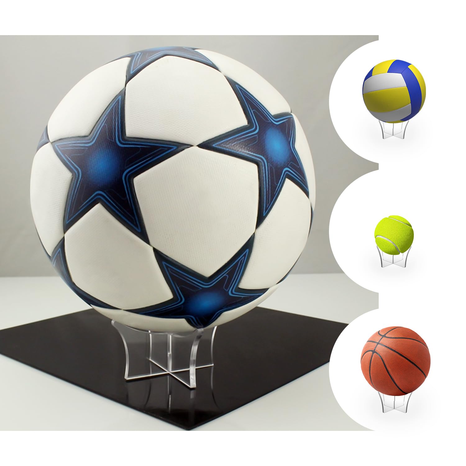 Porta Palloni In Acrilico - Supporto Per Calcio, Basket, Volley, Design Triangolare Stabile - Foto 3