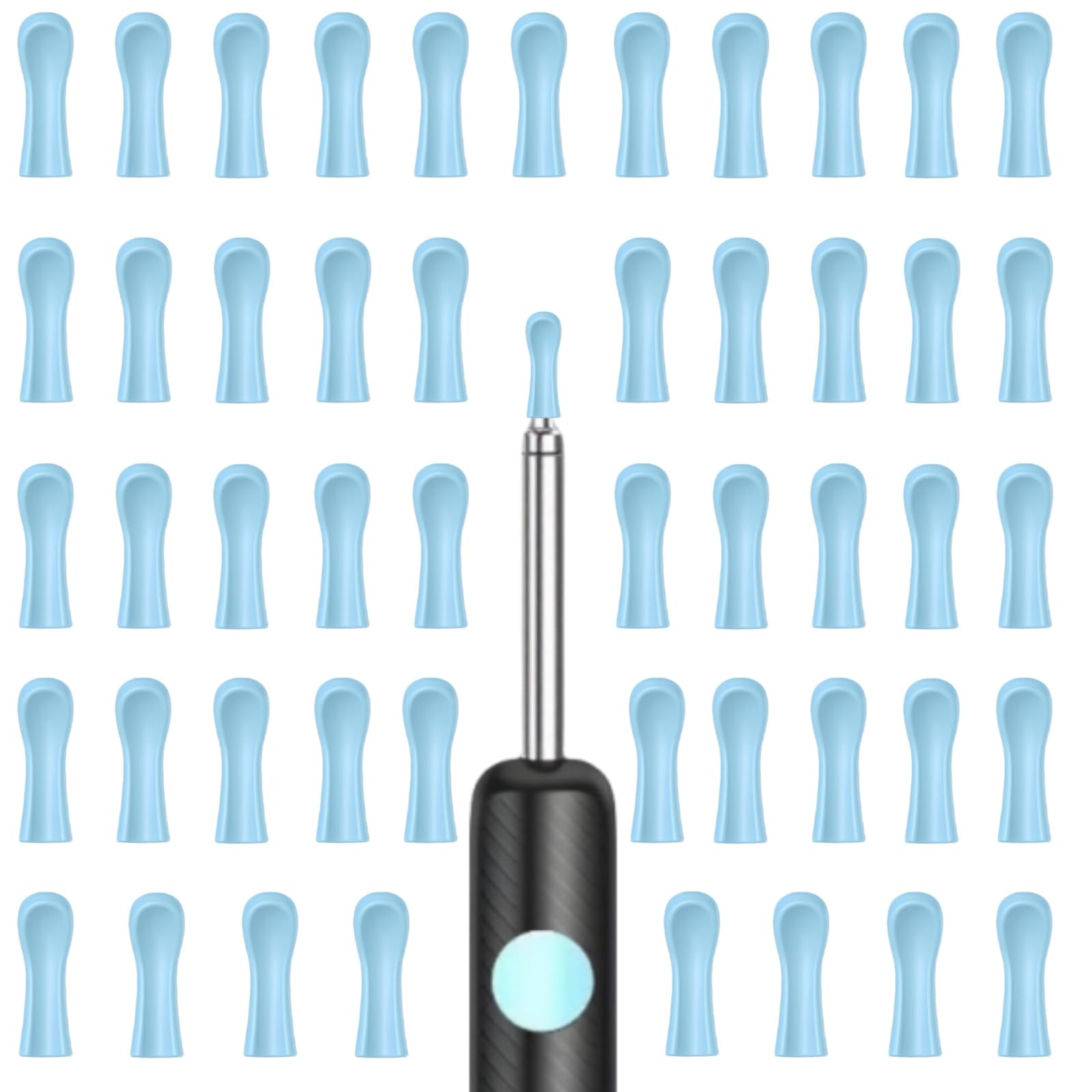 Ear Wax Removal Replacement Tips for Ear Camera 50Pcs Soft Silicone Ear Spoon Accessories for Visual Otoscope Kit