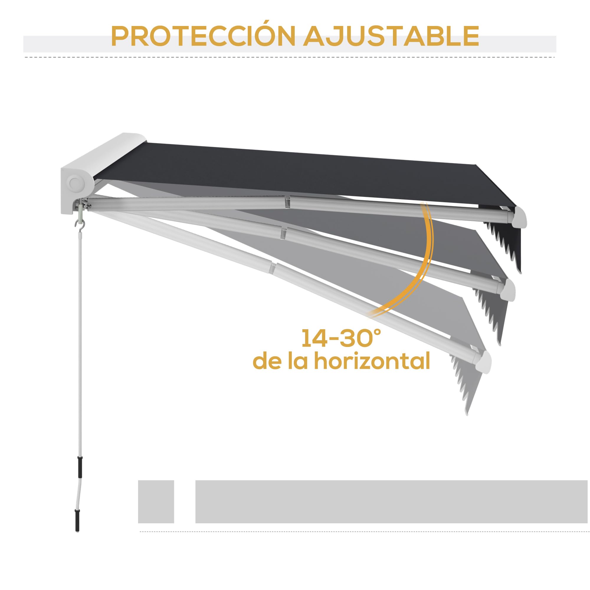 Outsunny Toldo Eléctrico Retráctil y Manual Exterior Terraza 2,5x2 m Gris | con Mando a Distancia, Enrollable con Manivela, Marco de Aluminio, para Jardín Puerta Ventana