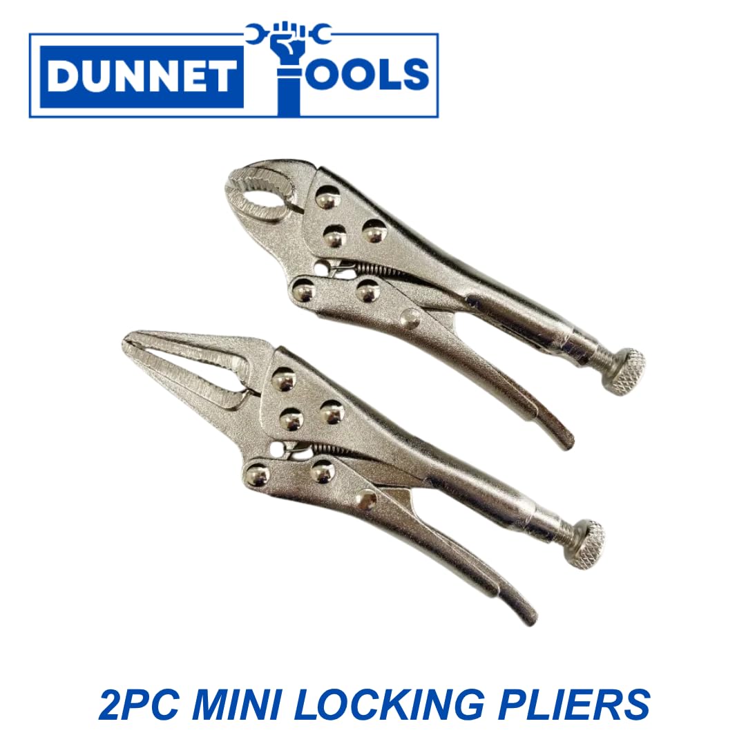 Dunnet Tools Mole Grips 2pc Mini Locking Pliers Set, Silver - Image 2