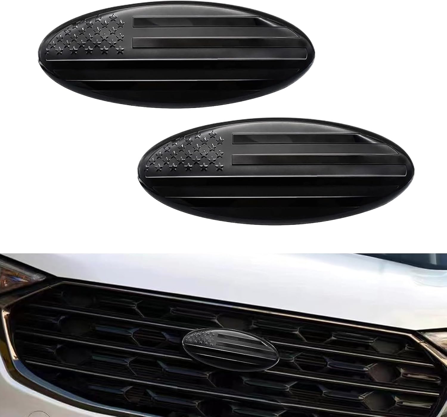 QODOLSI 2 PCS Car Grille Cover Label, 9.05" x 3.54" ABS