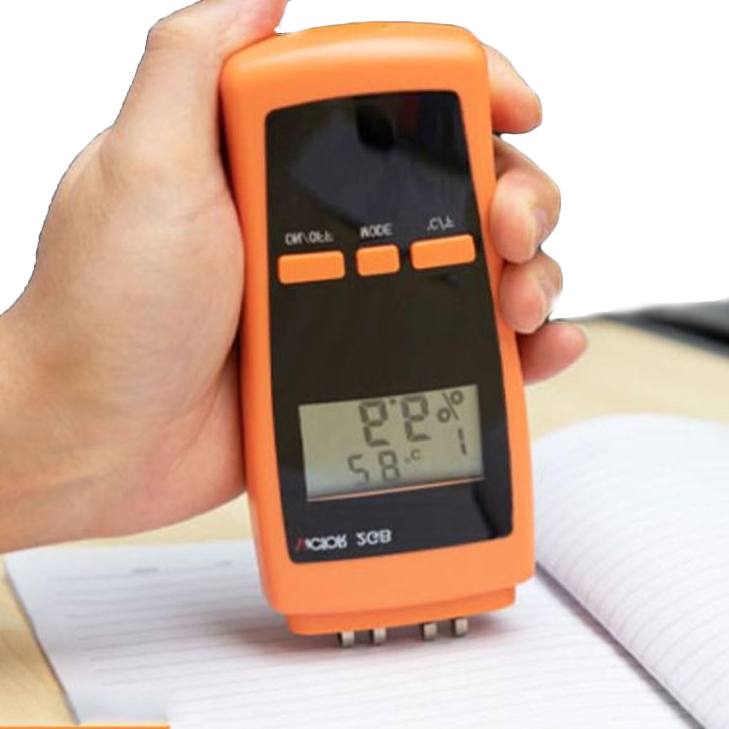 0.1% Resolution Paper Moisture Tester, LCD Digital Display Handheld Moisture Sensor Detector, Moisture Range 0.1~100%RH, 0.5s Measurement Speed, Ambient Temperature Compensation, for Coated Paper
