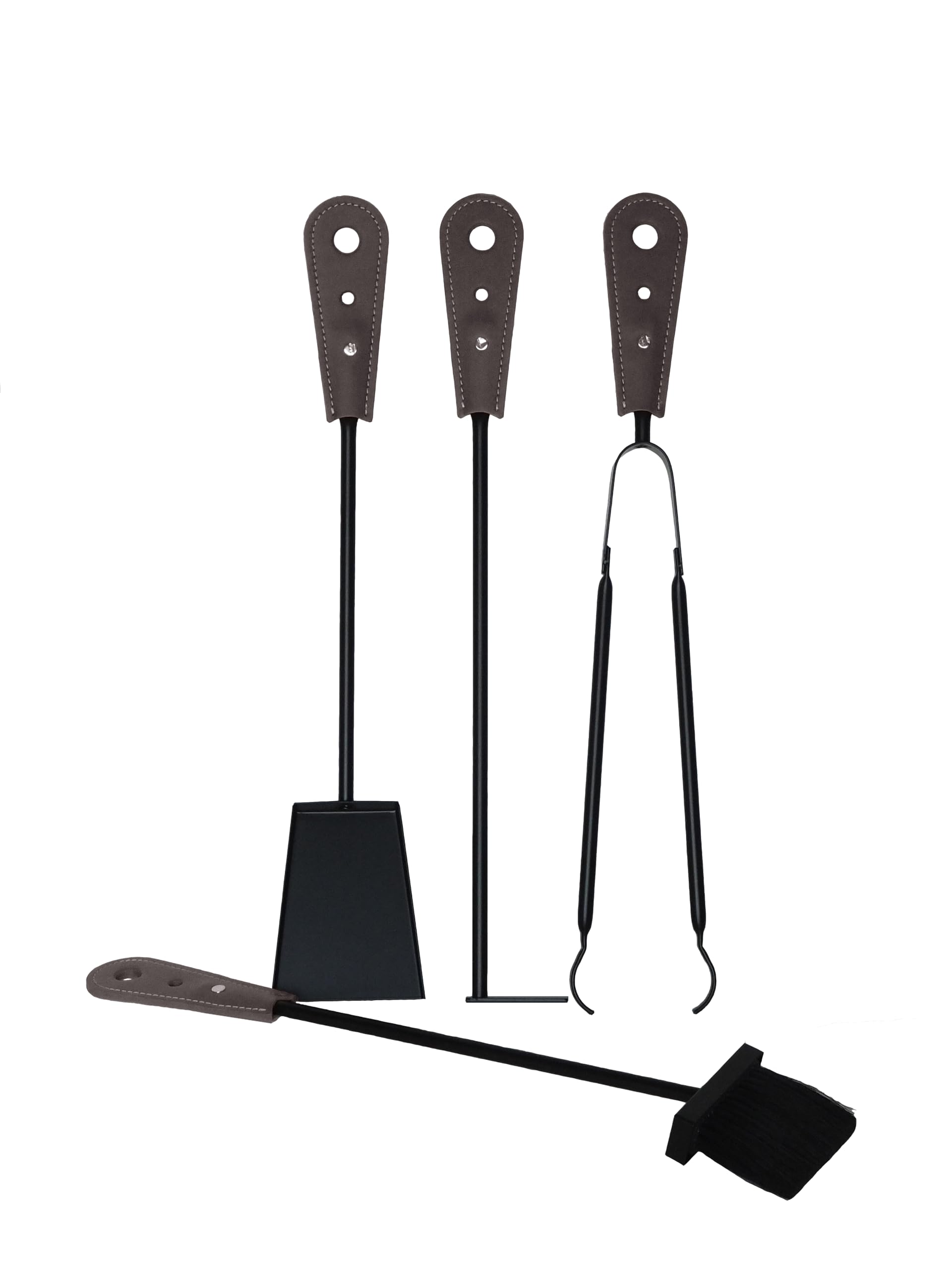 LIMAC Design NILAR, Set Ferri da Camino con Manico in Cuoio, Borsa Porta-Ferri Moderno in cuoio, Attrezzi da Caminetto, Sacca portaferri, Prodotto in Italia. Marrone Scuro