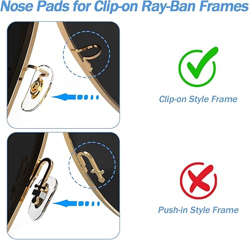 Miniatura 2 de Eazean 6 pares de almohadillas de nariz de repuesto para Ray-Ban RB3025 Aviator lentes de sol estilo clip para lentes de sol RB (0.631 pulgadas,