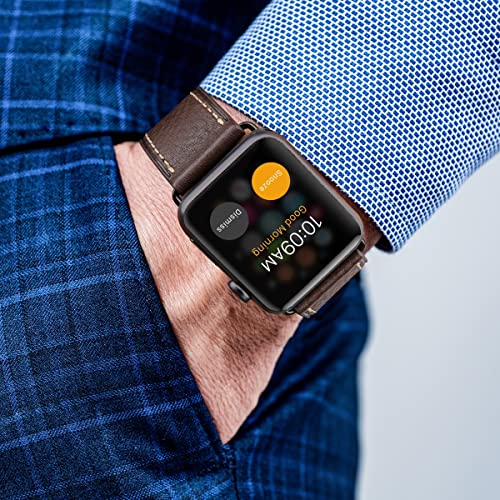 Image of HUAFIY Compatible for Apple Watch Bands 42mm 44mm45mm46mm 49mm 38mm 40mm41mm, Genuine Leather Band Strap for iWatch Series 11 /10 /9 /8,7,6,5,4,3,2,1, Ultra3 2 1