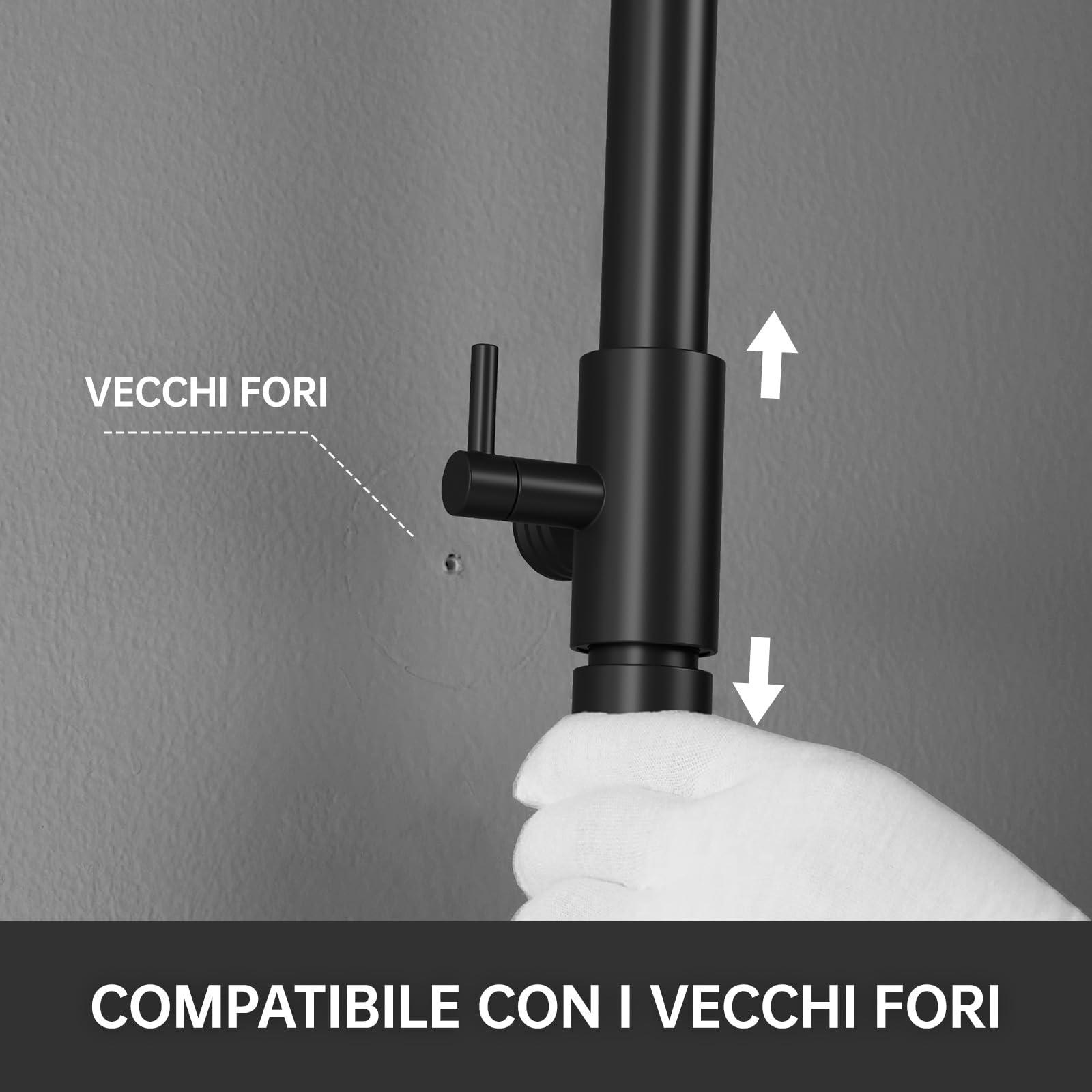 Auralum Colonna Doccia con Miscelatore, Asta Doccia con Soffione e Doccetta, Saliscendi Doccia Acciaio Inox Altezza Regolabile 90-130cm, Gruppo Doccia Completa con Miscelatore Doccia Esternoe Nera