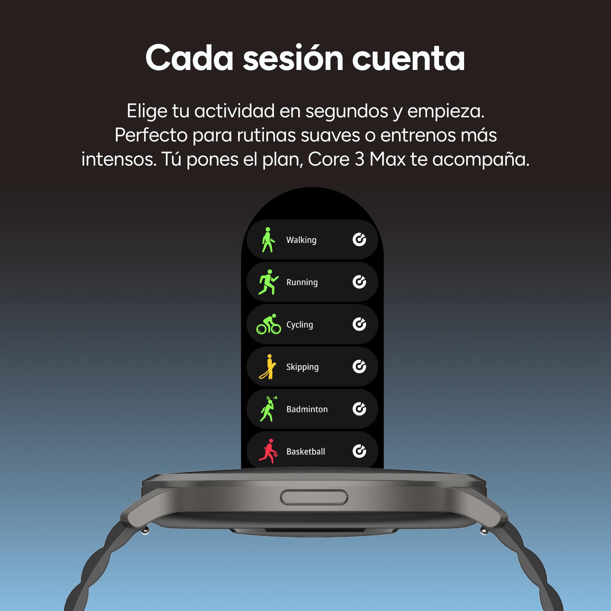 KSIX Smartwatch Core 3 MAX Go - Reloj Inteligente Hombre Pantalla AMOLED 1.73", Diseño Ultra Fino, Llamadas, Correa Silicona Magnética, IP68, Compatible con iPhone®, Android® y Samsung® - Negro