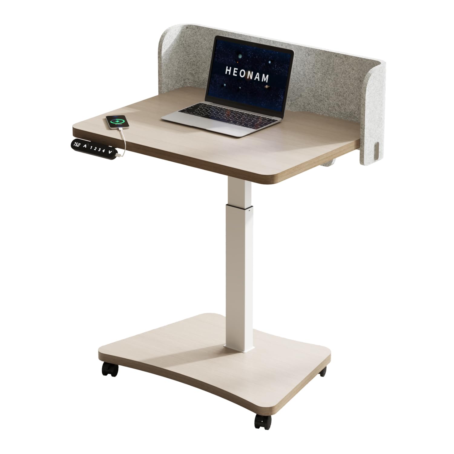 Electric Standing Desk 31 5x23 6 Inch Single Leg Height Adjustable with Digital Memory Panel Khaki Desktop