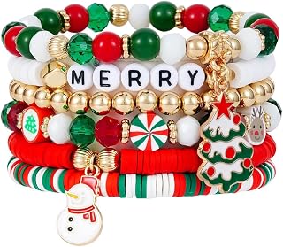 6 Pack Christmas Bracelets for Women Teens | Festive Stocking Stuffer Gifts for Girls, Friends, Wife | Xmas Party Accessories for holiday Outfits 2026 (3#6PCS Christmas Snowman)