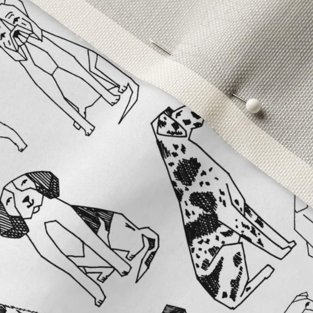 Spoonflower Fabric - Black White Dogs Ink Drawing Dalmatian Labrador Retriever Terrier St Printed on Upholstery Velvet Fabric Fat Quarter - Upholstery Home Decor Bottomweight Apparel