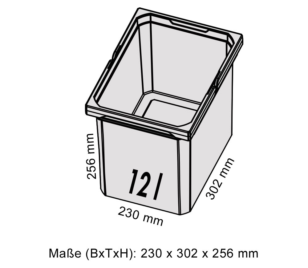 Naber Mülleimer | Modell 8012490 | Volumen 12L | 230 x 302 x 256 mm | Kunststoff Grau