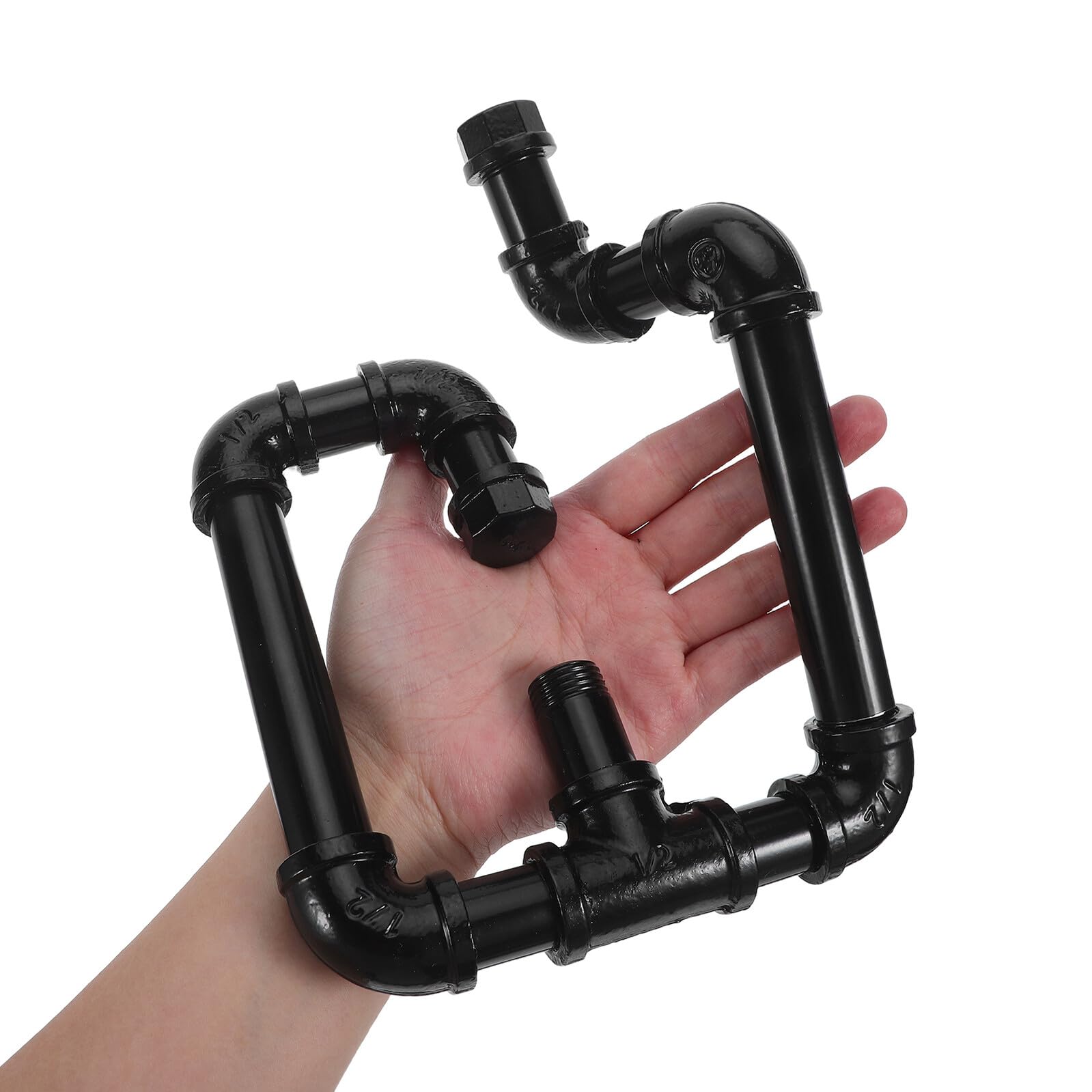 Gatuida Gancho Doble de Hierro Negro Industrial para Toallas y Ropa, Perchero de Tubo Metálico Vintage Resistente para Baño y Entrada, Soporte de Carga Pesada y Montaje en Pared