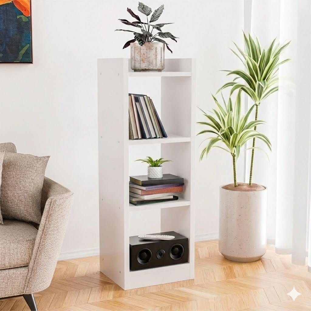 avenue 3-tier engineered wood bookcase cube book shelf storage unit, freestanding book storage for living room bedroom study room (finish color - white, diy(do-it-yourself))