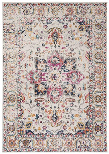 SAFAVIEH Madison Collection 8' x 10' Fuchsia / Ivory MAD603R Oriental Snowflake Medallion Distressed Non-Shedding Living Room Bedroom Dining Home Office Area Rug SAFAVIEH Madison Collection 8' x 10' Fuchsia / Ivory MAD603R Oriental Snowflake Medallion Distressed Non-Shedding Living Room Bedroom Dining Home Office Area Rug