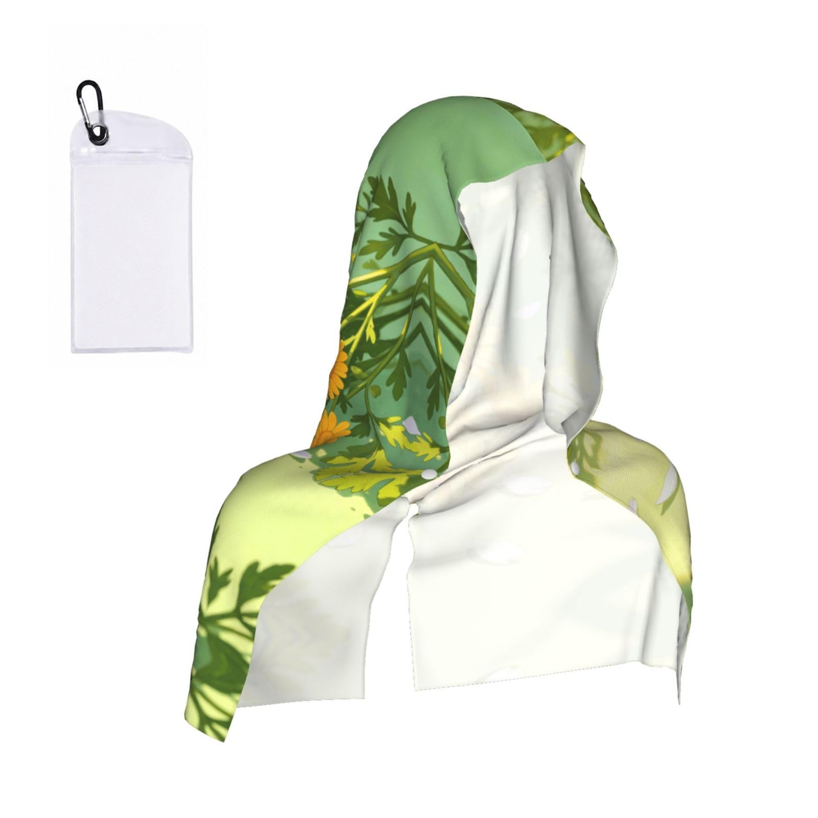 CNTDBU Yellow Daisy Pattern Cooling Towel Hooded-Instant Chill Neck Cover for Sports, UV Cooling Rag for Running Gym