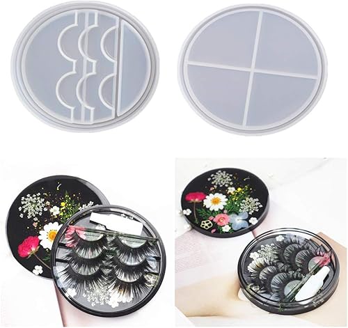 Miamay Un juego de funda para pestañas postizas, molde de fundición de resina de silicona, bandeja de exhibición de pestañas, molde de resina, caja