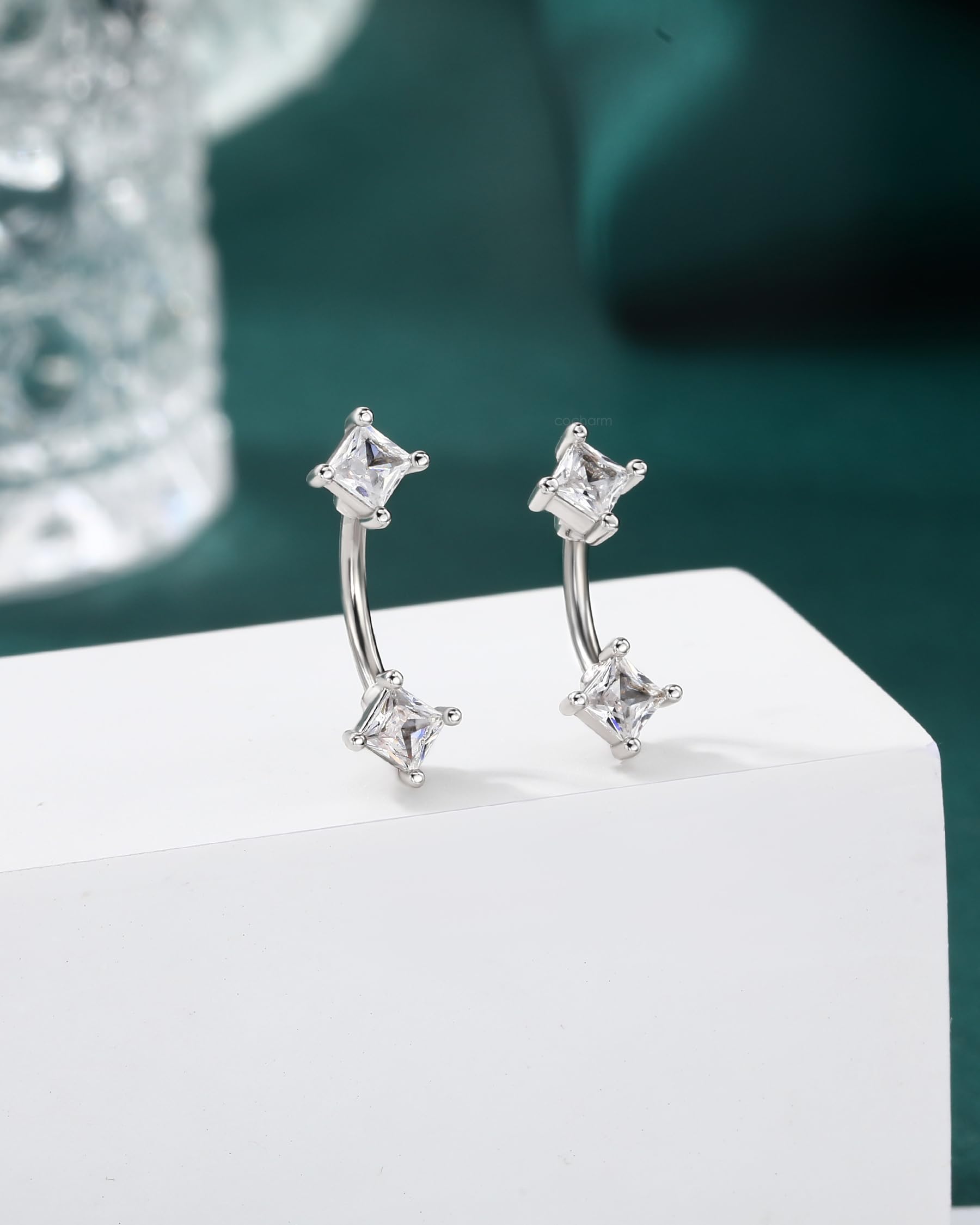 COCHARM Minimalist Rook Earrings 16G Rook Piercing Jewelry Stainless Steel Eyebrow Rings for Women Men Dainty Lobe Earrings 6/8MM: YG-6MM