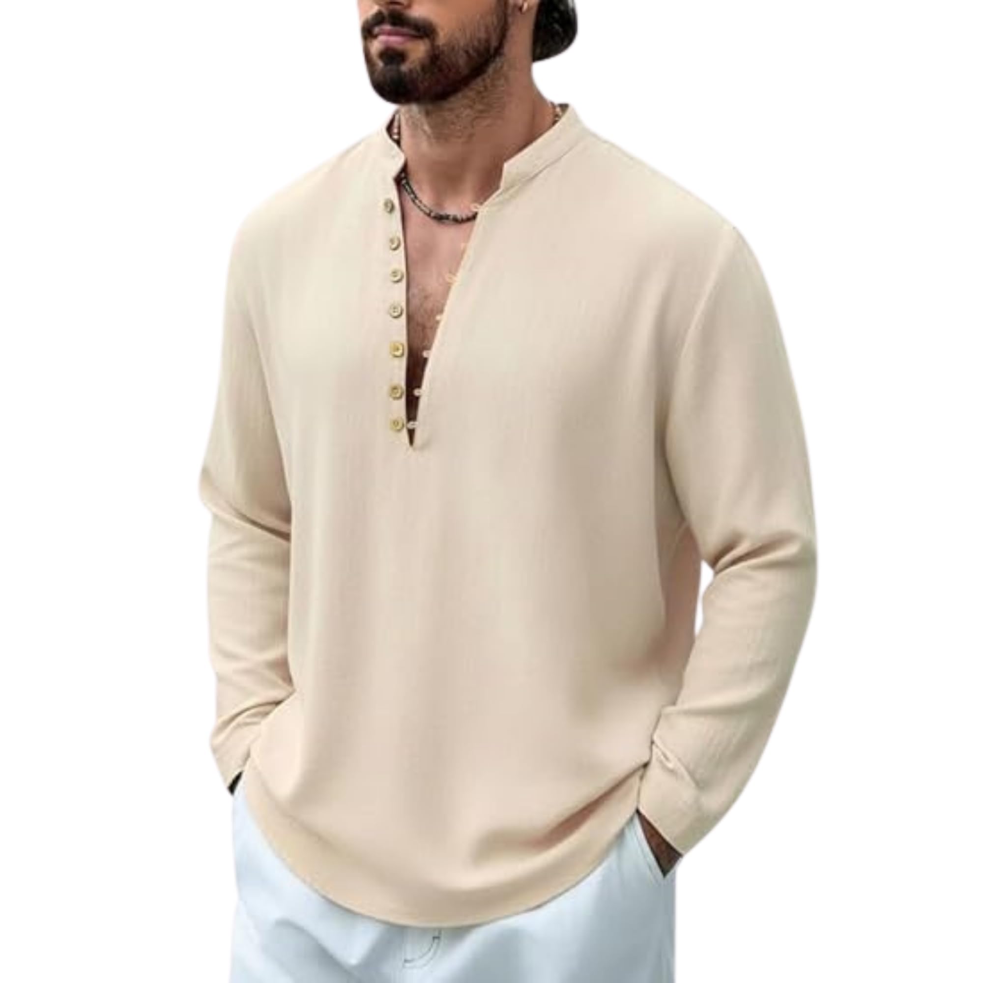 Men Stylish Cotton Blend Kurta with Button Detailing for Festive and Casual Wear | Comfortable Soft Fabric Kurta with Modern Mandarin Collar Traditional Outfit-image-12