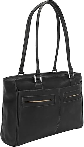 Piel Leather Bolso para laptop con bolsillos para mujer, Negro -, Bolso para laptop con bolsillos para mujer