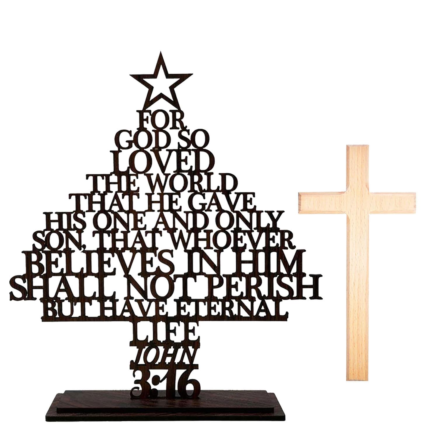 Wooden Christmas Tree with Bible Verse - Unique Xmas Gift -7