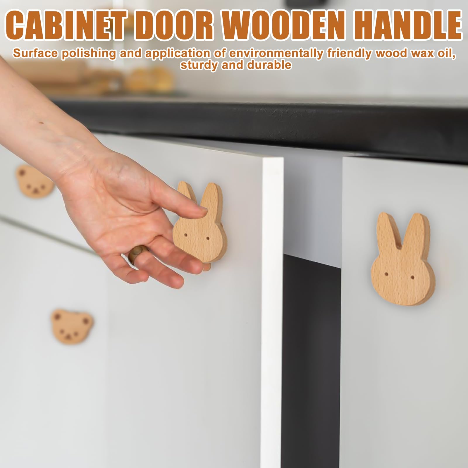 Pomos de Armario Con Forma de Animal Para Habitación Infantil - 8 Tiradores de Madera Para Muebles de Niños