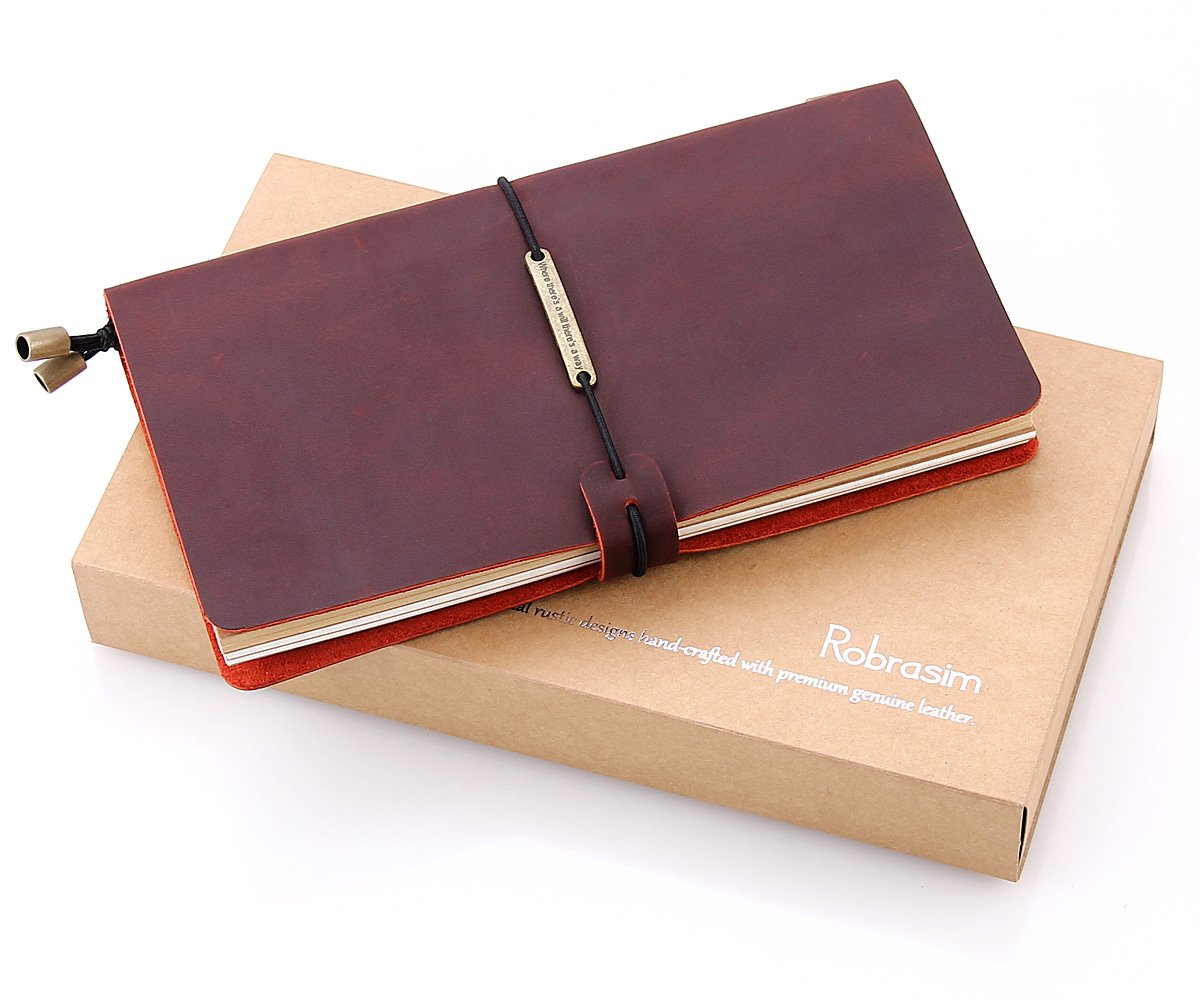 Vintage nachfüllbar handgefertigt Traveler 's Notebook, tragbar Leder Tagebuch, Füllfederhalter Nutzer Diary, Pocket Größe 13,2 x 10,2 cm 8.5" x 4.5" wein