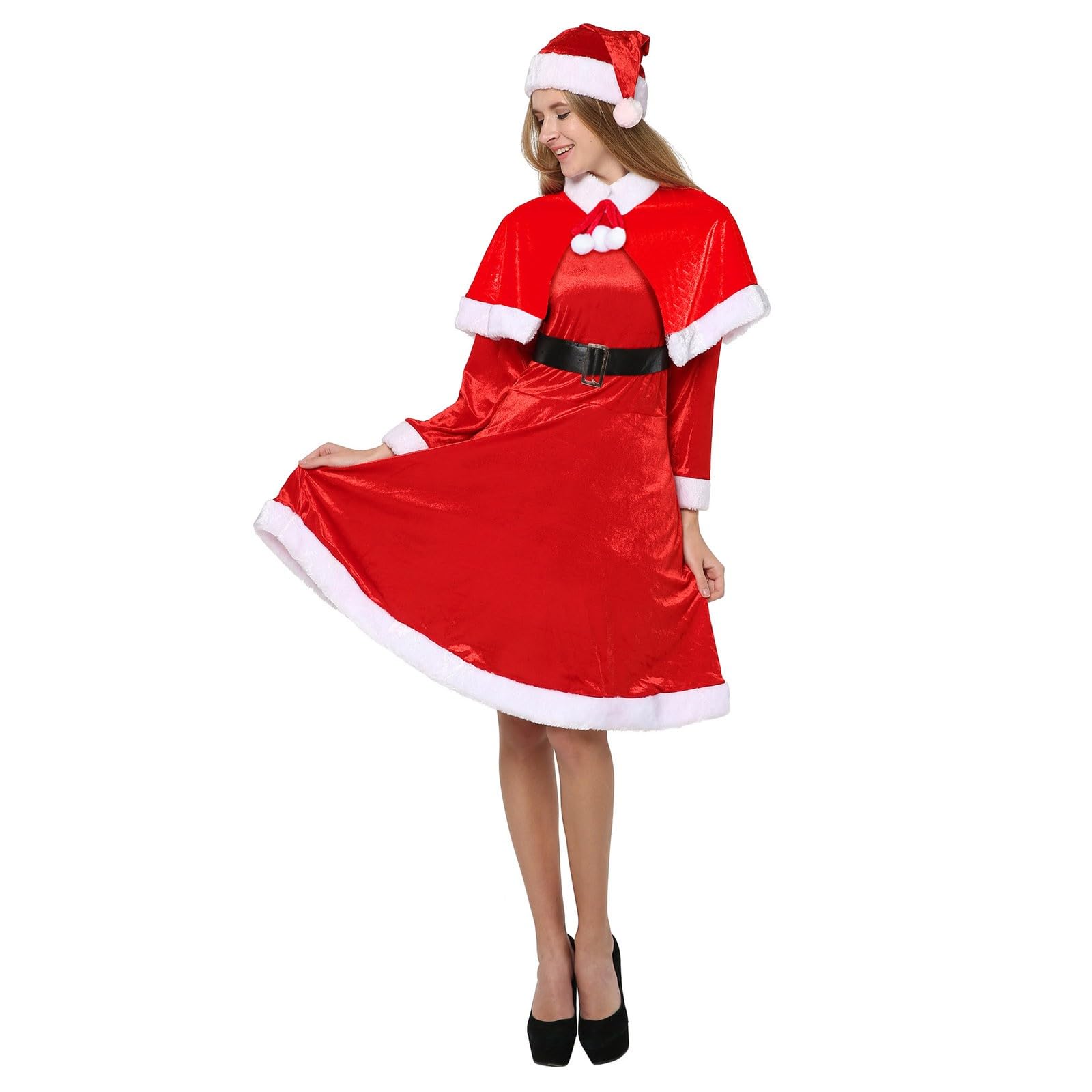 Vestito natalizio da donna, sexy, sexy, con scollo a V, costume da donna