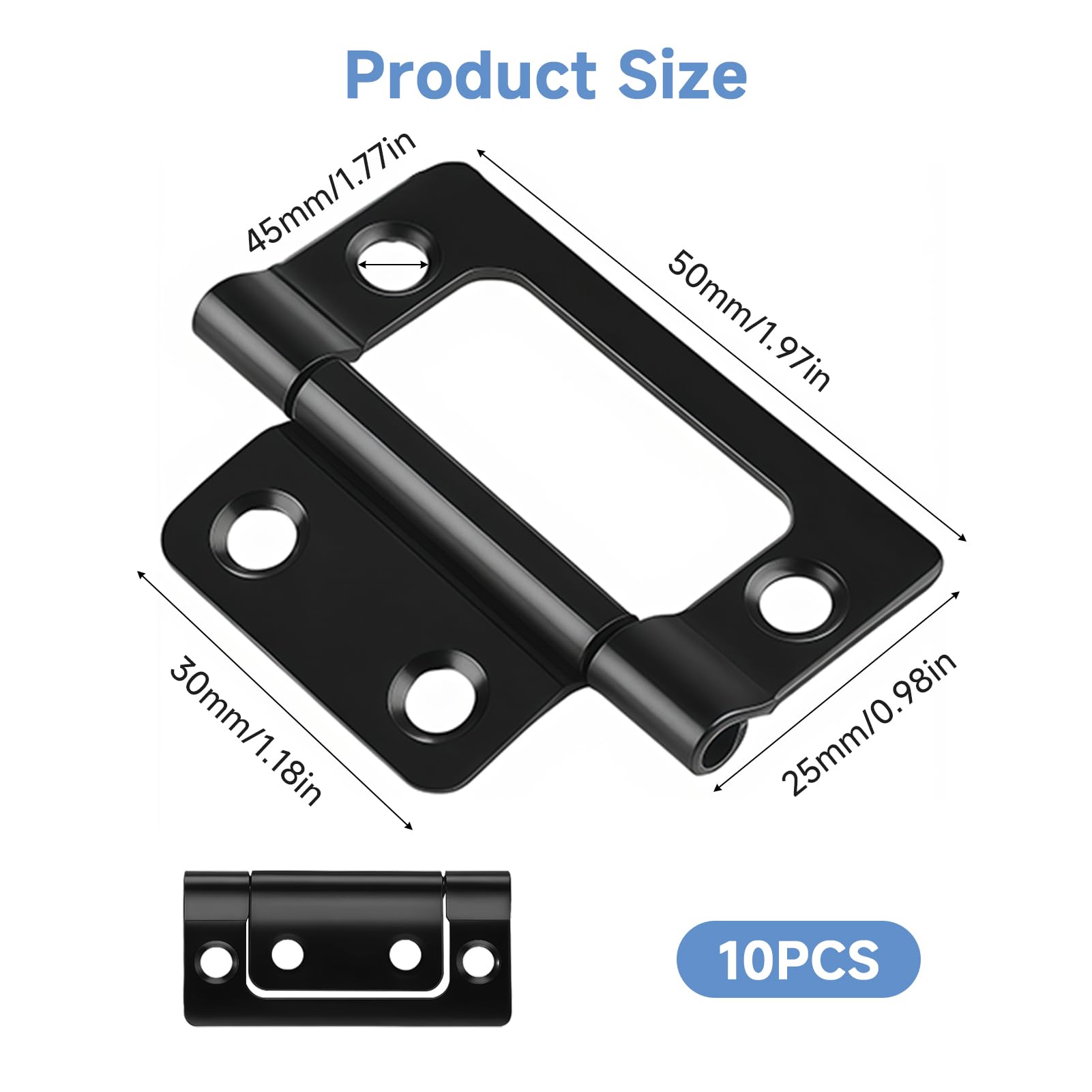 Door Hinges Black 10 Pcs - Image 2