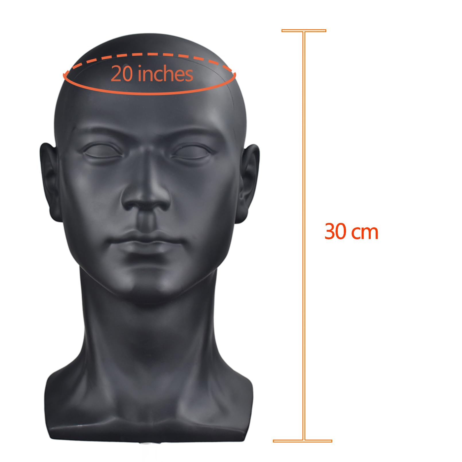 Maniquí de Cabeza de Hombre Profesional cosmetología maniquí de Cabeza para la exhibición de Pelucas Gafas Sombrero joyería Auriculares Soporte de exhibición （L-YH）