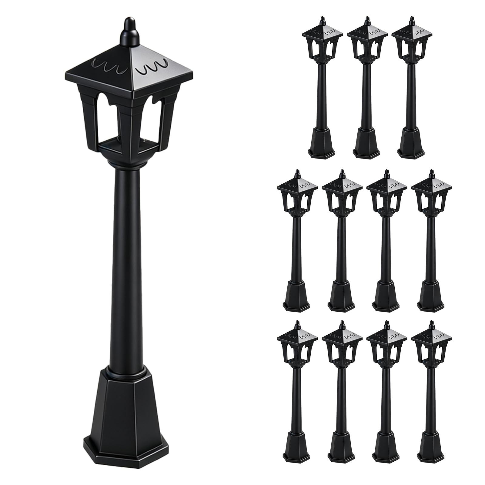 VIAPUICE Mini Street Light 4" Miniature Street Lamp Decorative Only 12Pcs