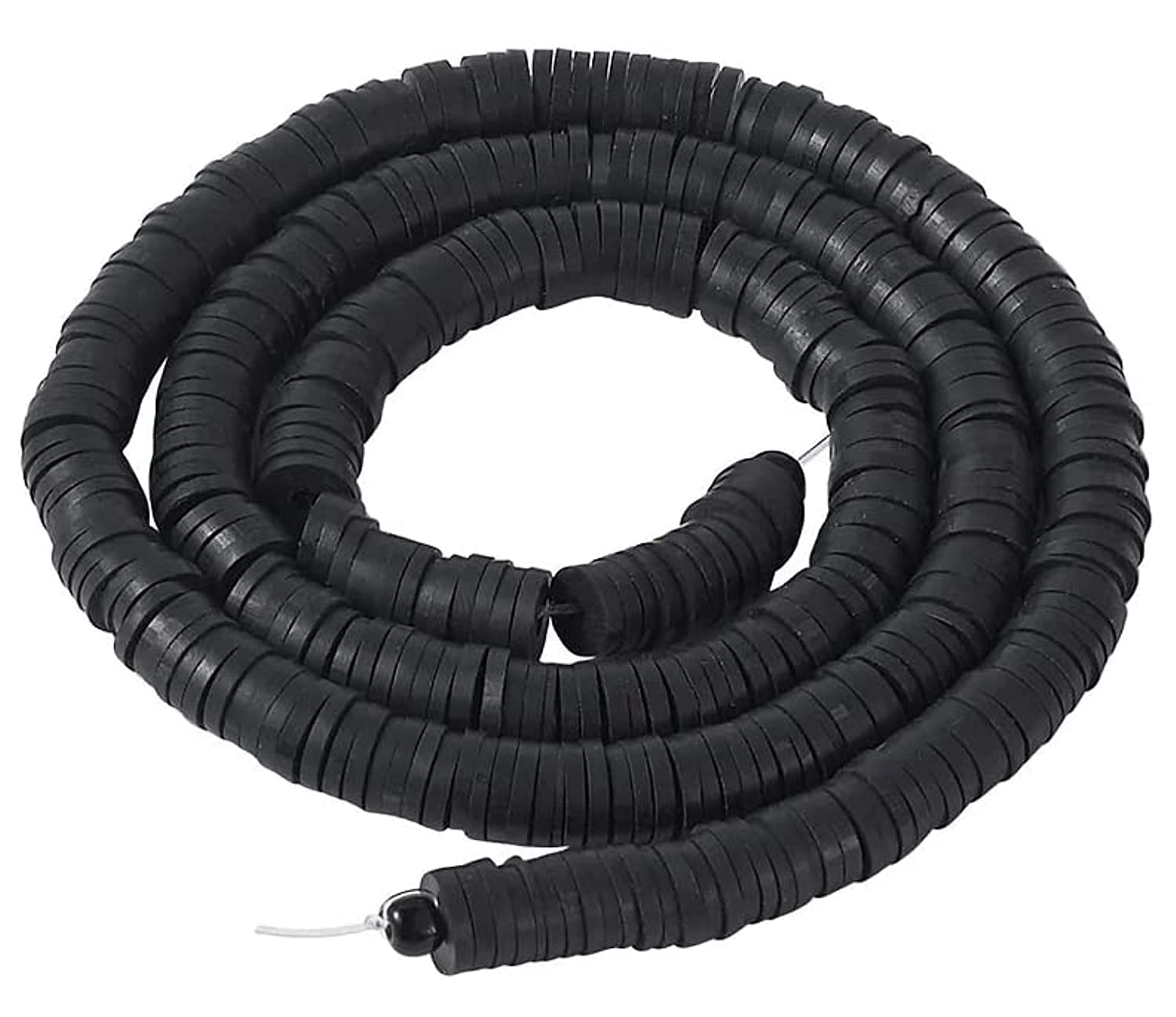 Polymer Clay Beads Environmental Flat Round Disc Spacer 6mm 500Pcs Beads in a Strand for Crafts DIY and Jewelry Making (Black)