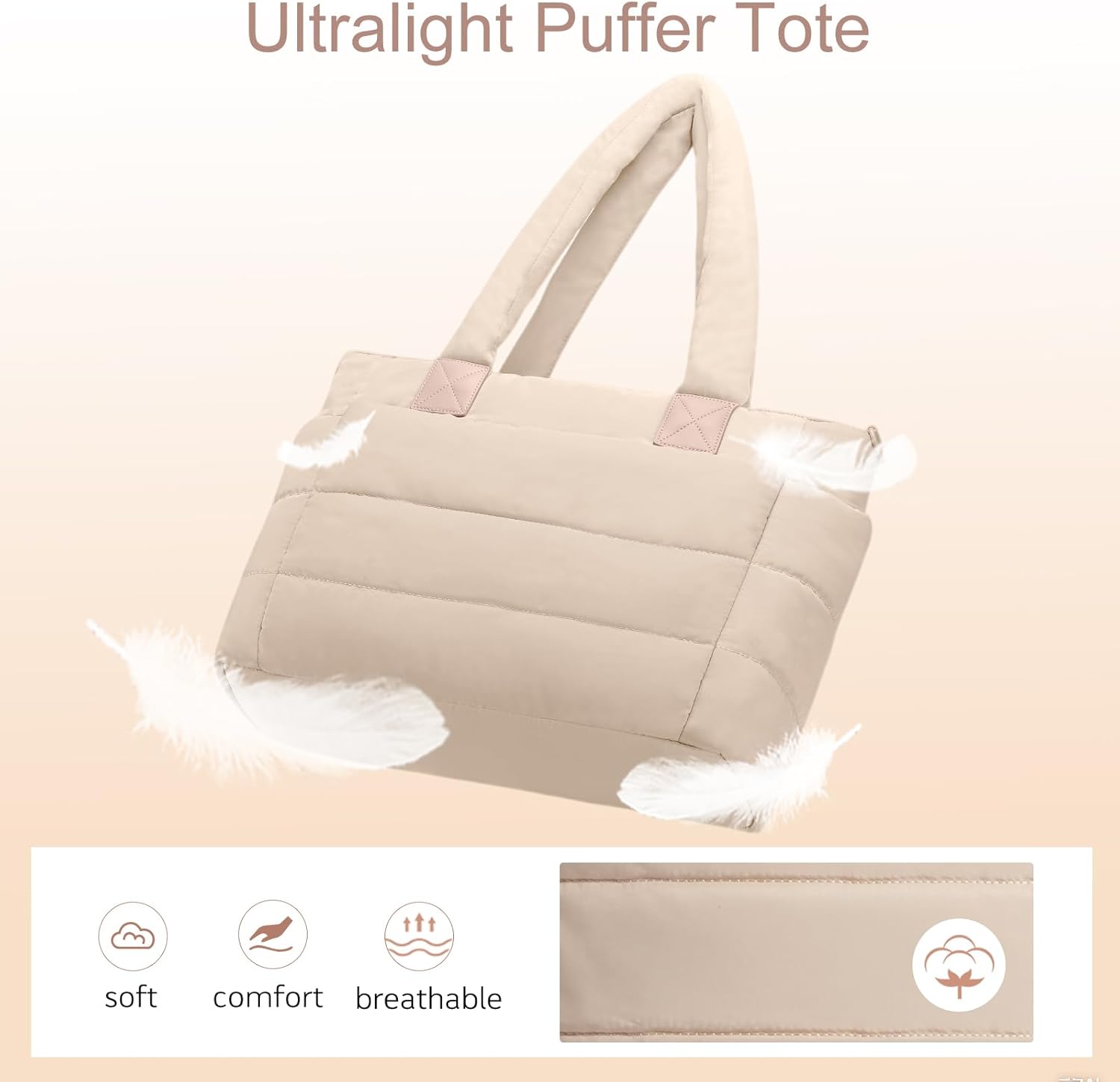 Tote Bag for Women Puffer Tote Bag Large Nurse Bags Shoulder Handbag with Zipper for Work Travel - Image 7