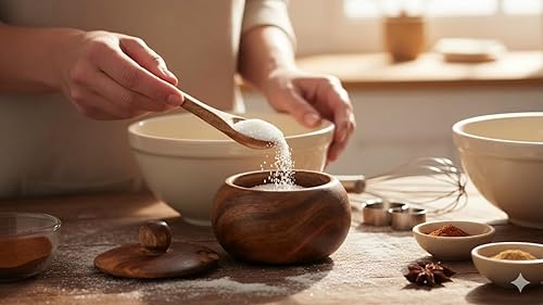 Azucarero decorativo de madera rústica y cuchara con tapa de boca ancha para dulces y especias para condimentos, frutos secos, recipiente para