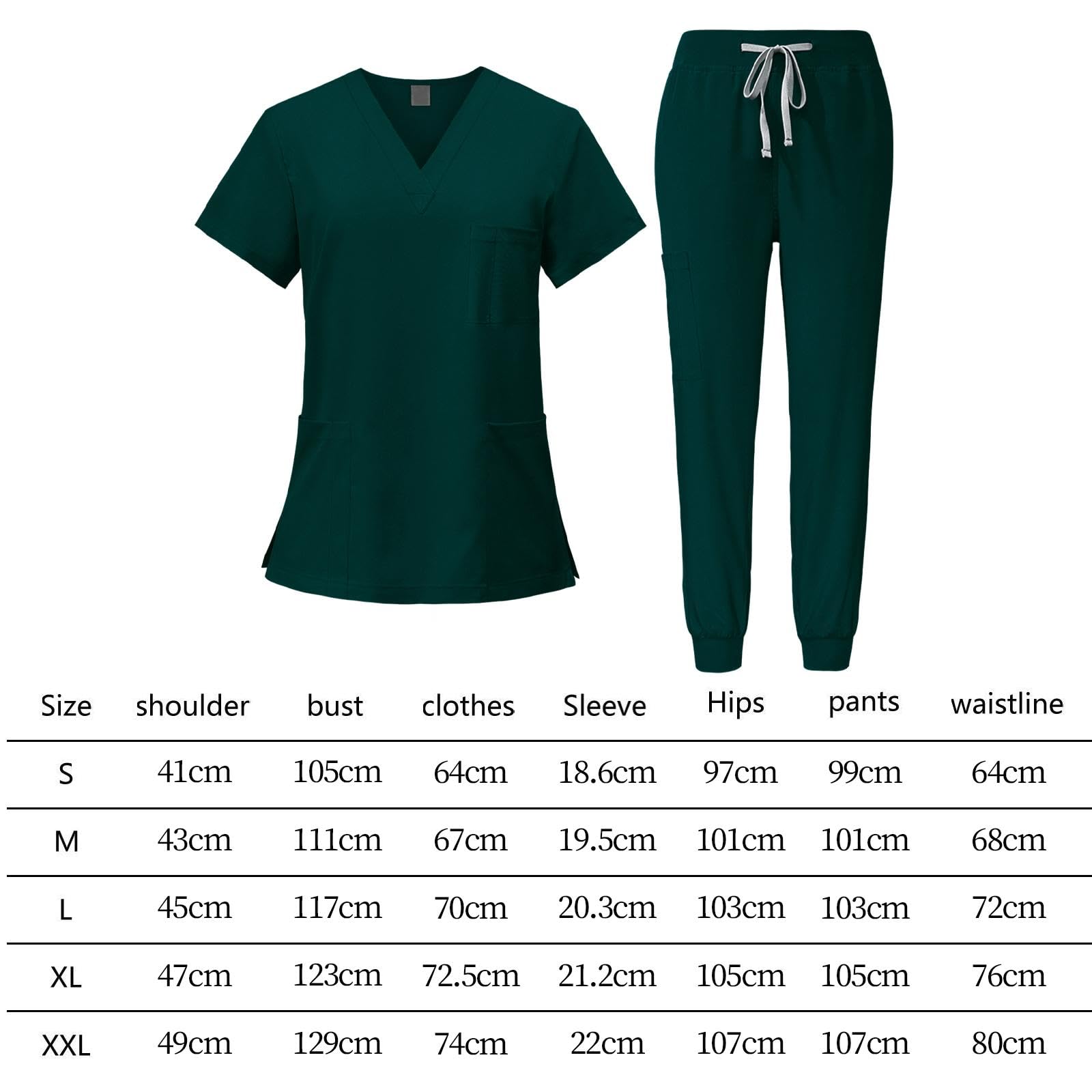 LRXFPIYF Enfermera Conjunto Uniforme Mujer Ropa Sanitaria Pantalón Blusa Accesorios Suave Poliéster Fácil de Lavar Adecuado para Cuidado Personal Centros Médic, Verde oscuro, s