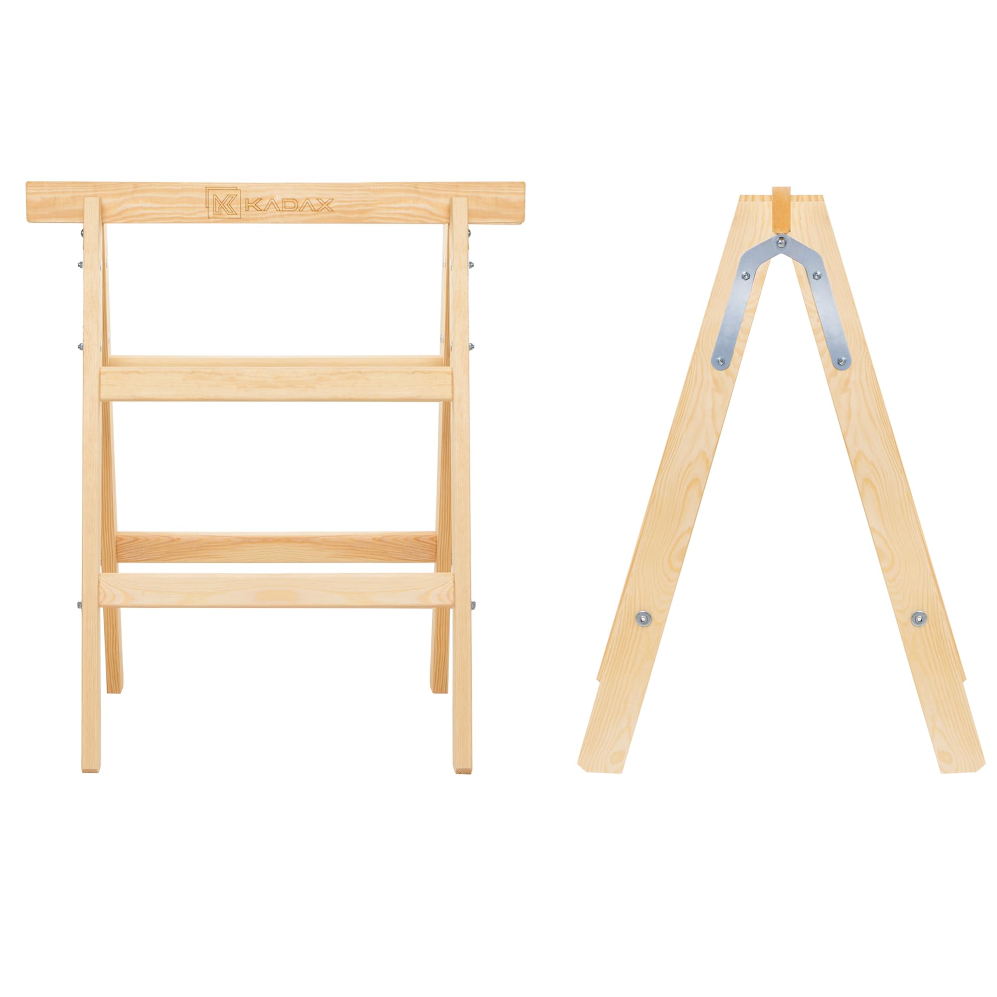 KADAX Klappbarer Arbeitsbock aus hochwertigem Holz, Klappbock mit Einer Tragkraft von 150 kg, Montagebock für Werkstatt und Bauprojekte, Gerüstbock (2 Stück)