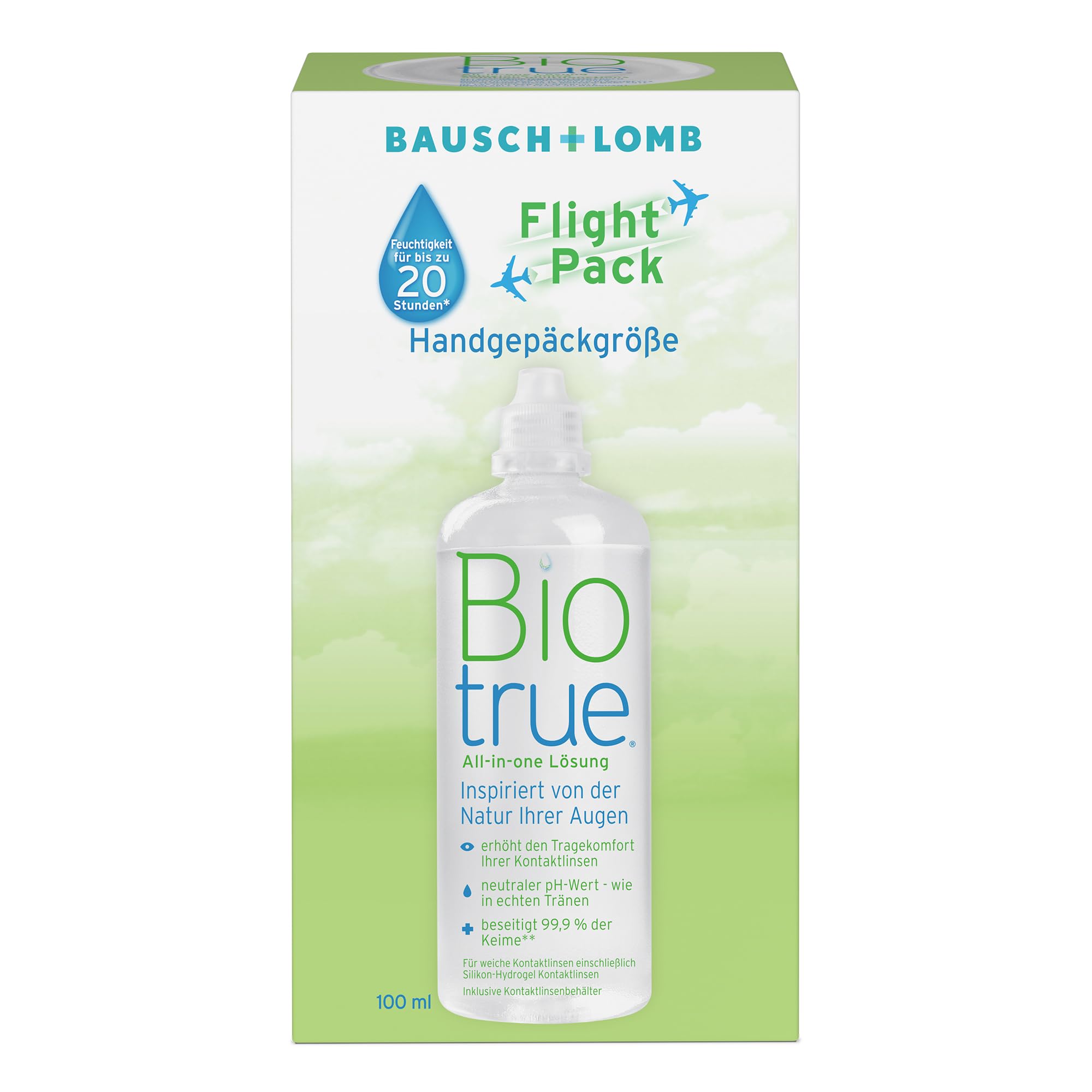 Biotrue All-in-One Kontaktlinsenreiniger und Aufbewahrungslösung – Travel Set, 100 ml