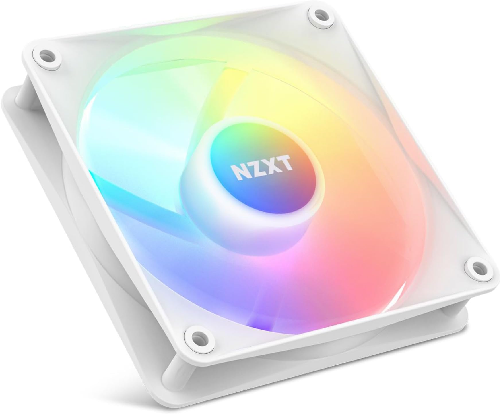 NZXT F120 RGB Core Triple Pack - RF-C12TF-W1-3 x 120mm Hub-Mounted RGB Fans with RGB Controller - 8 Individually-Addressable LEDs - Semi-Translucent Blades - High Static Pressure & Airflow - White