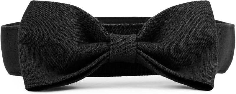 Gravata-borboleta ajustável para cães Segarty em algodão preto, pescoço de 32–46 cm