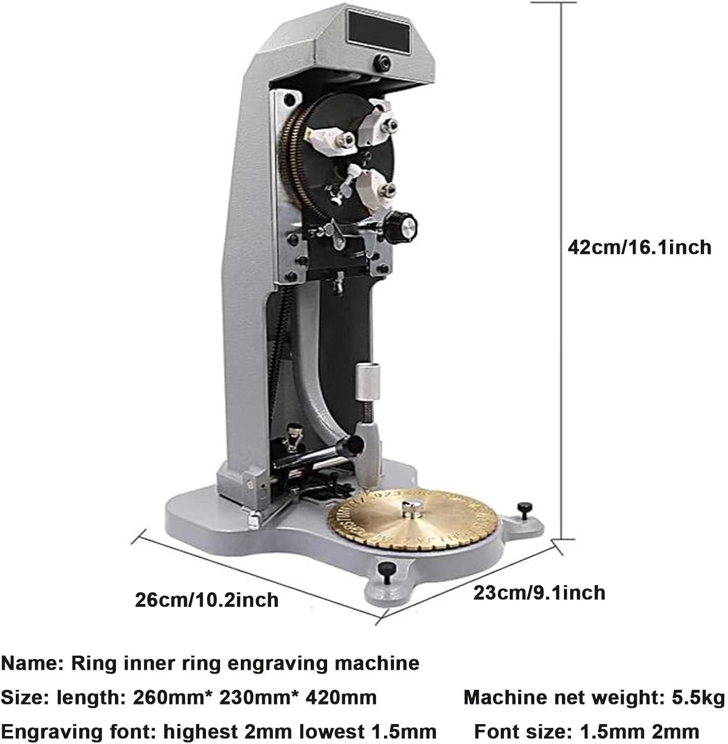 Machine de gravure pour bagues, outil à cadran double face avec bloc de lettres de 1,5 mm à 2,0 mm, graveur professionnelle pour bagues de mariage et bijoux