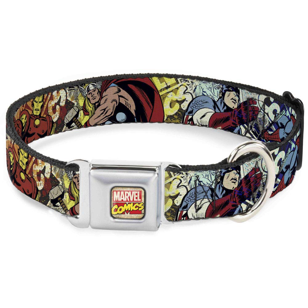 Collier pour chien boucle de ceinture en métal robuste et motifs comics 2,5 cm