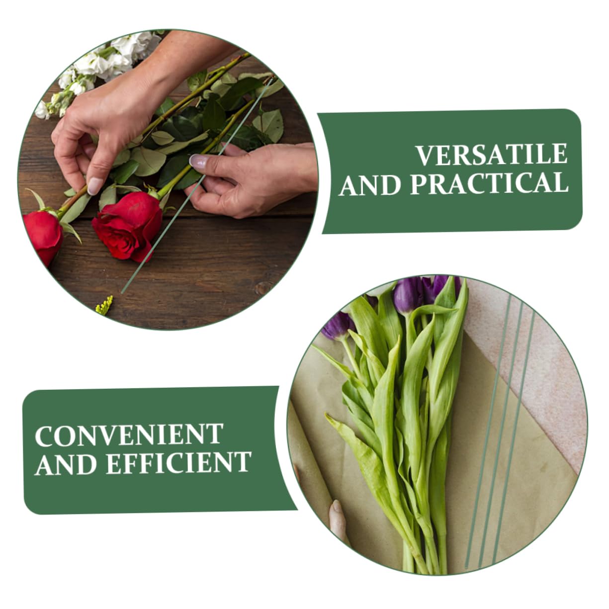 100pcs Green Floral Iron Wires for DIY Flower Crafts Decorative Flower Stems for Unique Arrangements for Home Wedding Hotel Decor