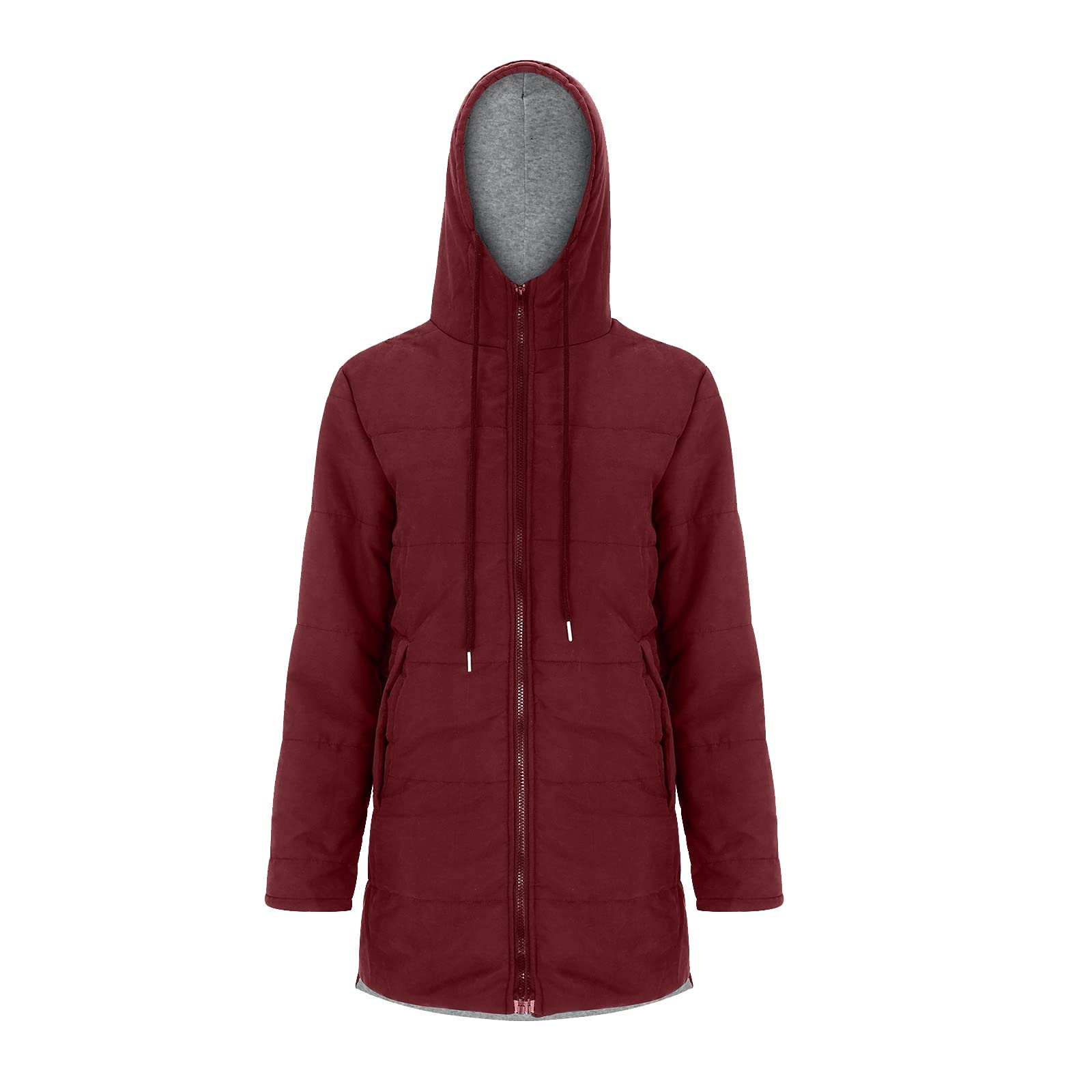 Abrigo acolchado largo para mujer, abrigo con capucha, abrigo de invierno, cálido, chaqueta con capucha con cremallera, bolsillos, chaqueta de invierno para mujer, chaqueta acolchada larga con