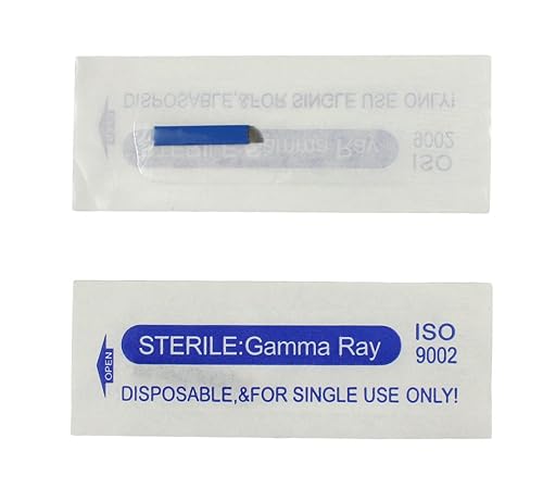 Miniatura 4 de Xiaoyu 50 agujas de microblading, agujas de tatuaje, plumas de microblading agujas de tatuaje de cejas, azul, 17 pines