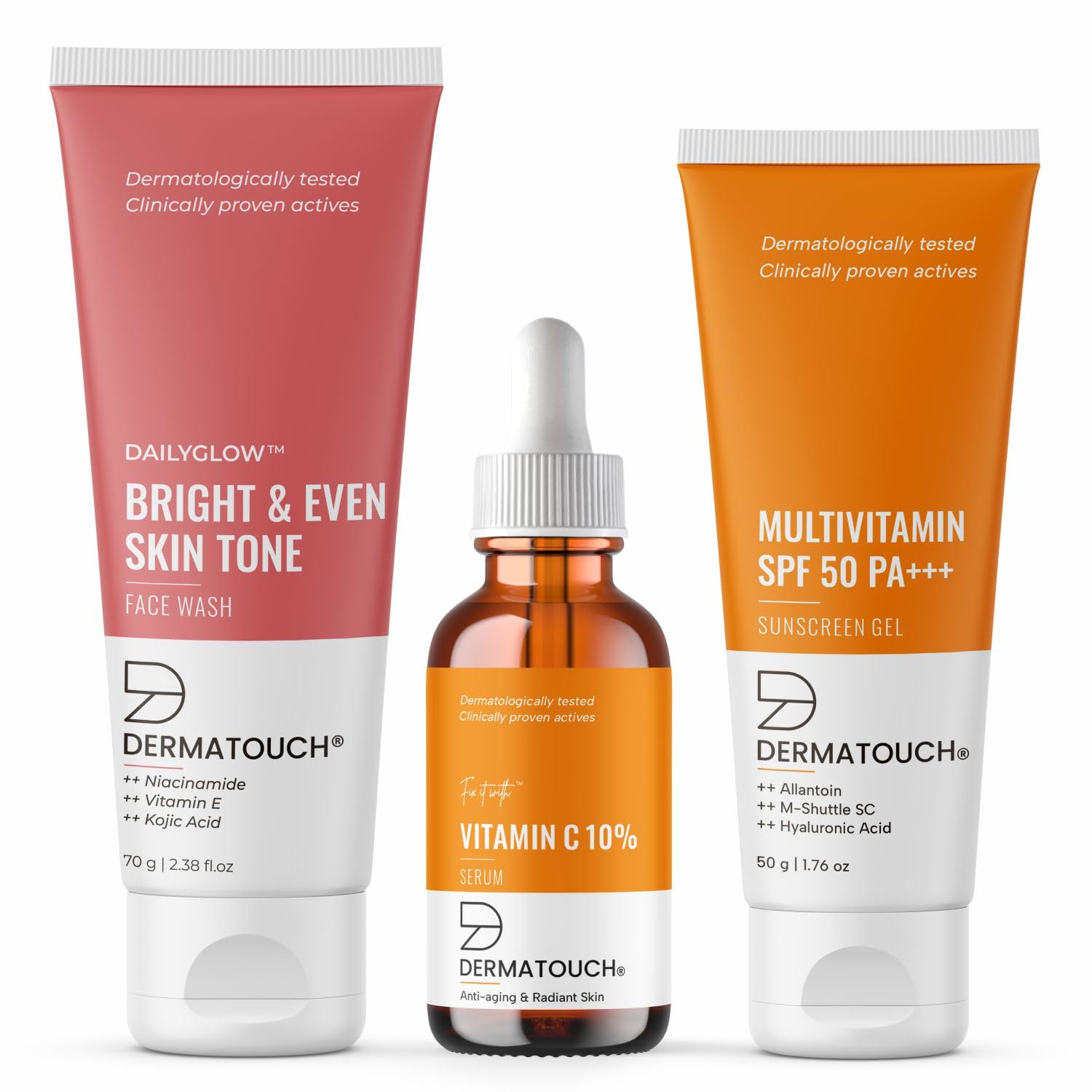 DERMATOUCH Bright & Glow Kit | For Anti-aging | For Sun Tanning & Sun Spots | For Glowing & Bright Skin | For All Skin Types | For Both Men & Women