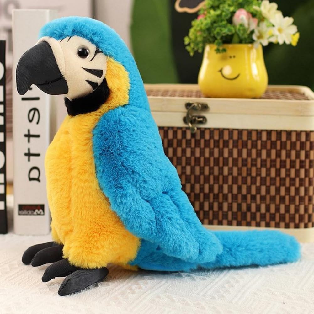 Peluche Pappagallo Morbido 25 Cm – Cuscino Giocattolo Per Bambini, Simpatico Pappagallo Paffuto (Blu, Rosso, Verde, Bianco)