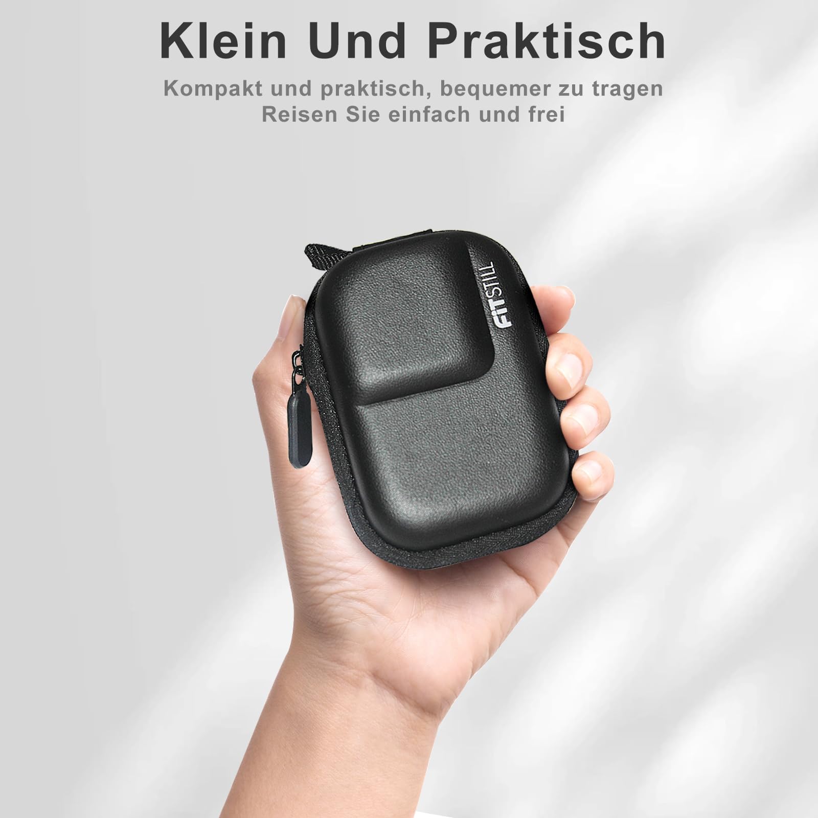 FiTSTILL Schwarze PU-Mini-Aufbewahrungstasche für INSTA360 ace pro 2/ace pro/ace/go Ultra Tragbares Design mit Doppelreißverschluss, Zubehör für Ace Pro 2/Ace Pro/Go Ultra
