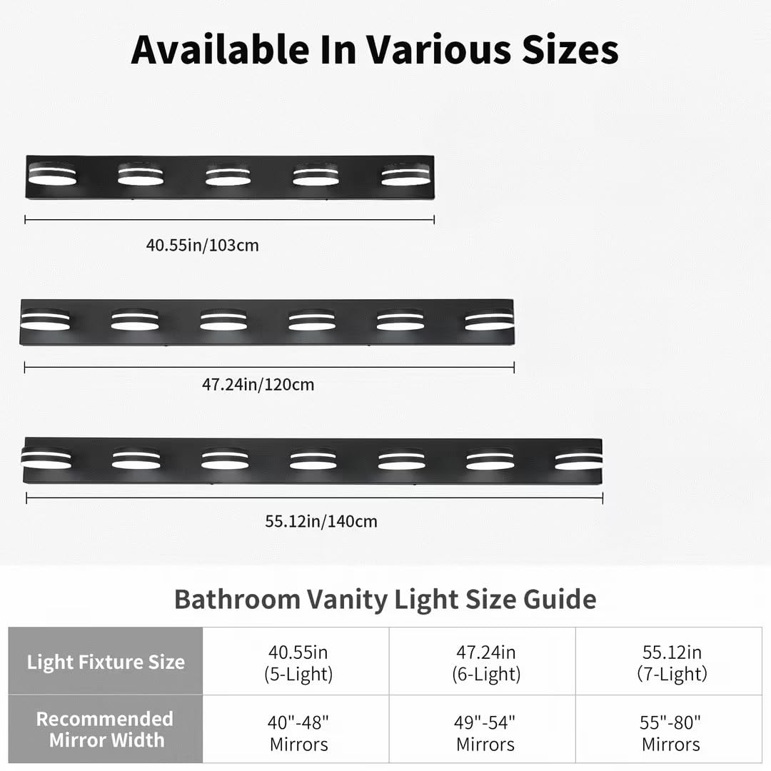 Moderne Badezimmer-Wandleuchte mit 5 Leuchten, 30 W LED, Schwarzlicht, über Spiegel, dimmbar, Wandleuchte mit drehbarem Kopf, Acryl-Schirme Bett-Weiß – stilvolle Badezimmerbeleuchtung