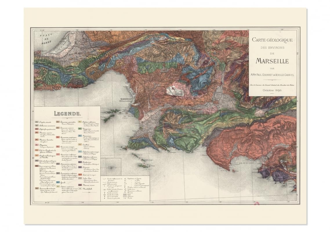 Carte géologique des environs de Marseille: 85 x 65 cm