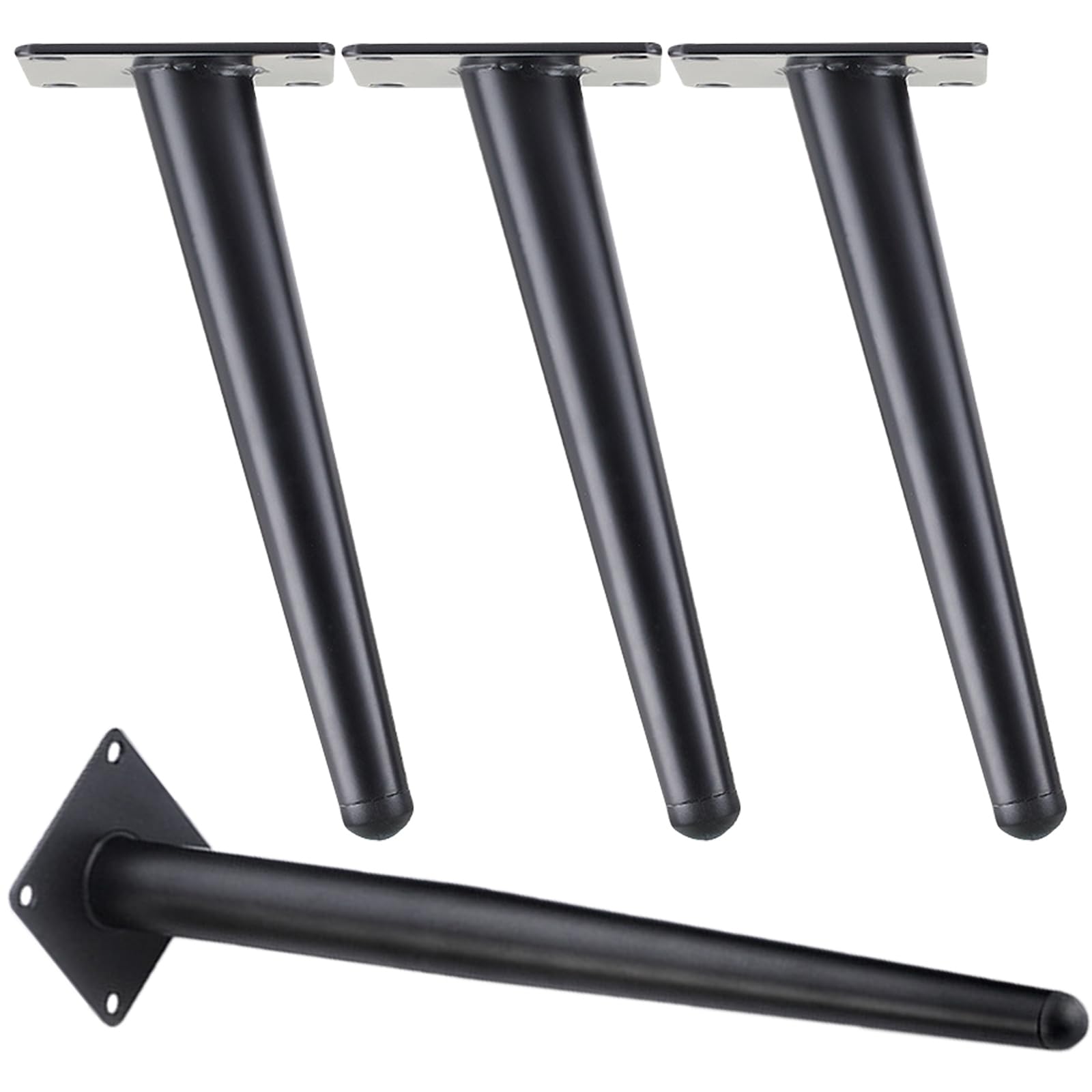 Generico Gambe per Mobili Ricambio Nero 4 Pezzi Supporto Piedini Conici per Tavolo Acciaio Laminato A Freddo Vernice Spray Piedini per Divano Altezza: 10-72 cm Piedini per Mobile 72 cm/28,4"